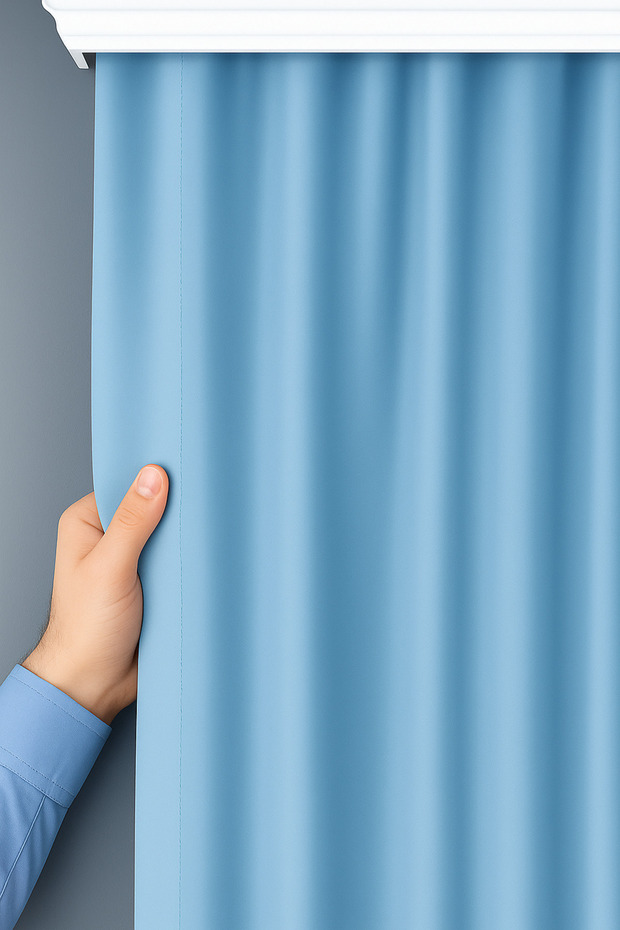 Lightproof Indigo Blue Pleatless Blackout Curtain No Ironing Sunshade, Blackout, Curtain,