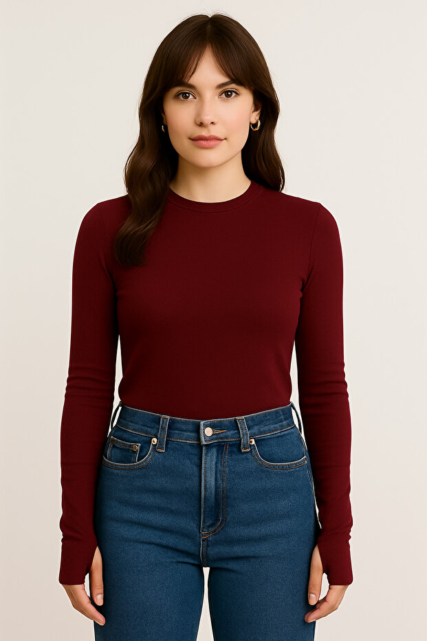Body Long Sleeve Fisherman's Finger Blouse
