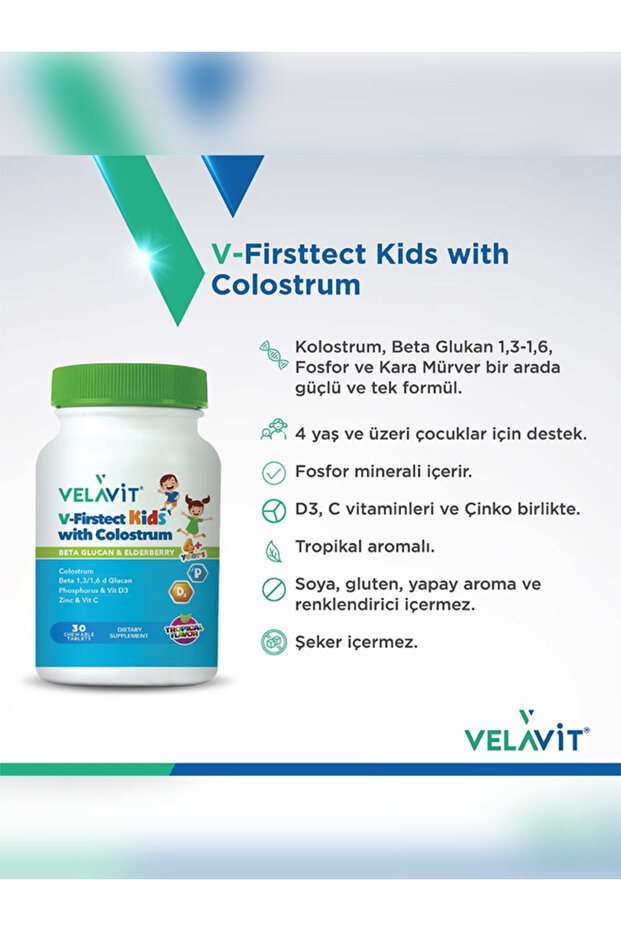 V-firstect Kids With Colostrum 30 Çiğnenebilir Tablet - 3