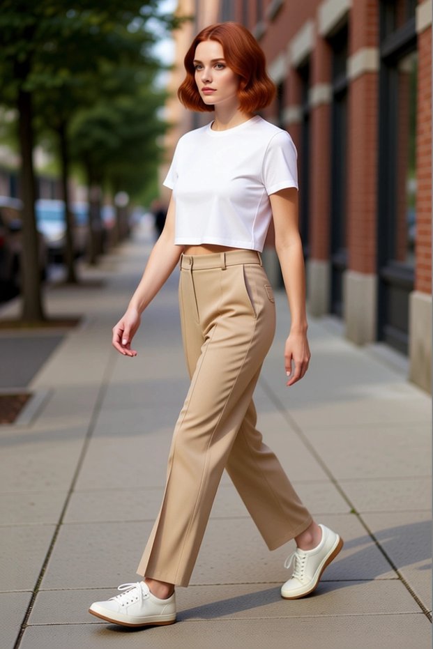 Women Fashion High Waist Straight Pants Woven Fabric Casual Daily Use