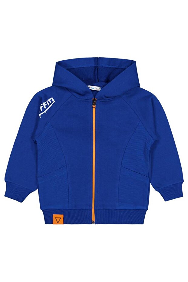Wild Printed Fox Emblem Cardigan for Ages 2-5 - Navy Blue for Ages 5-6