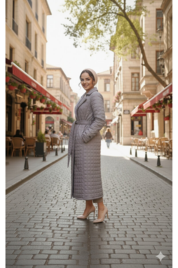 Kapütone Şişme Tesettür Mont - 7