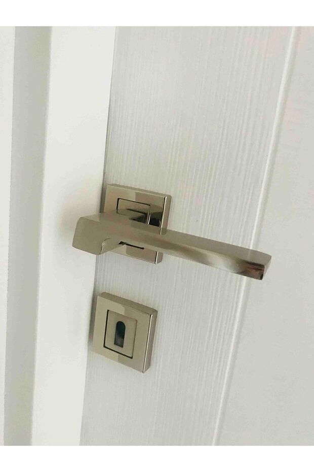 Anka Kapı Kolu ( Oda - Iç Kapısı Kol ) Kare Rozetli Nikel - Saten - 5