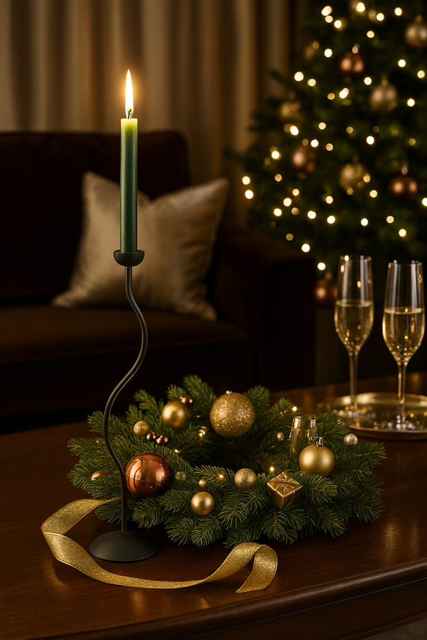 Smooth Wave 31 Matte Black Candle Holder