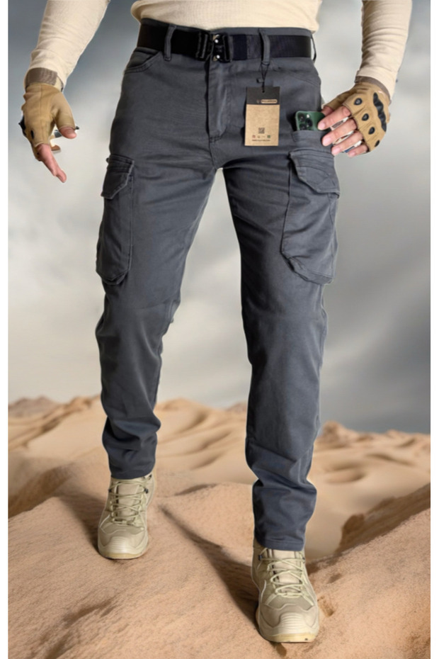 Gray 214 Men's Cargo Pants Tactical Outdoor Combat with Pockets