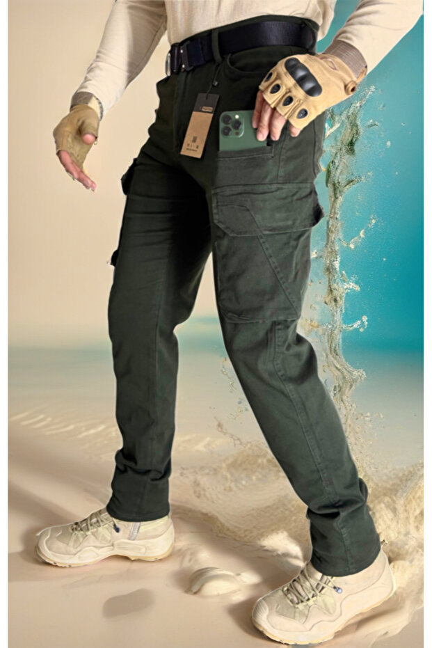 Khaki 214 Men's Cargo Pants Tactical Outdoor Combat with Pockets