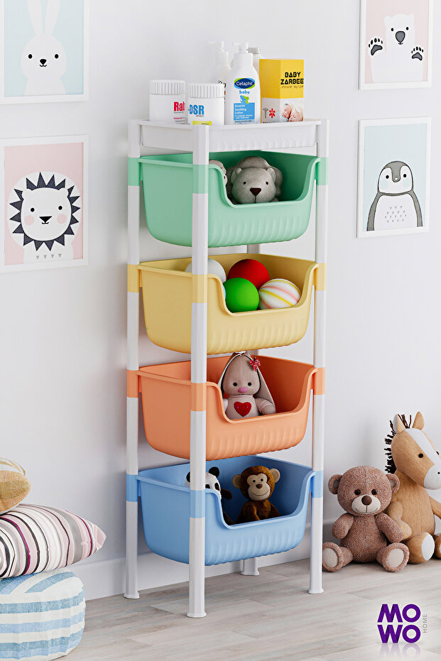 Mowo Home 5 Katlı Oyuncak Dolabı, Oyuncak Organizeri, Sepetli Çocuk ve Bebek Odası Düzenleyici Raf