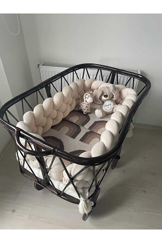 240 Cm 4 Knitted Crib Protection - Beige
