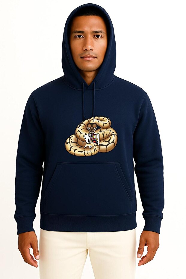 Hooded Snake Ball Python Logo Blackjack Chest Design Unisex Sweatshirt