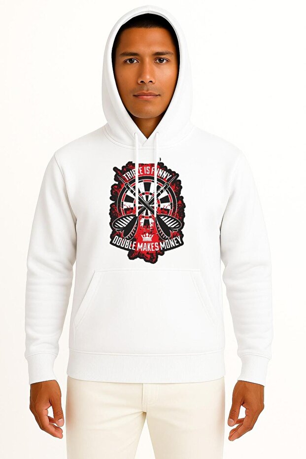 Hooded Triple İs Funny Double Makes Money Chest Design Unisex Sweatshirt