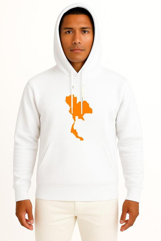 Hooded Thailand Map Chest Printed Unisex Sweatshirt