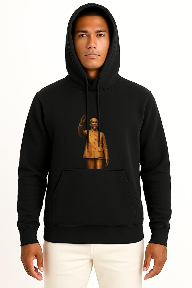Hooded Metal, Ho Chi Minh, Statue Chest Design Unisex Sweatshirt