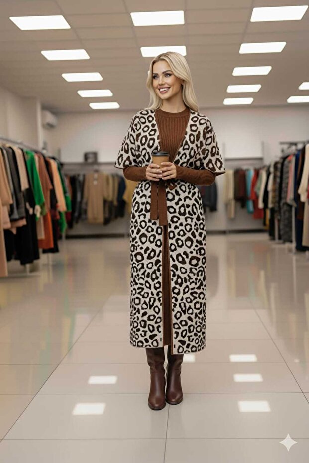 Leopard Pattern Poncho Set - 8