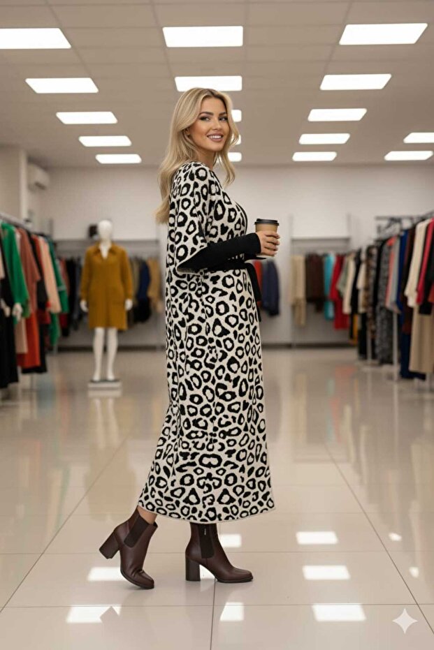Leopard Pattern Poncho Set - 4