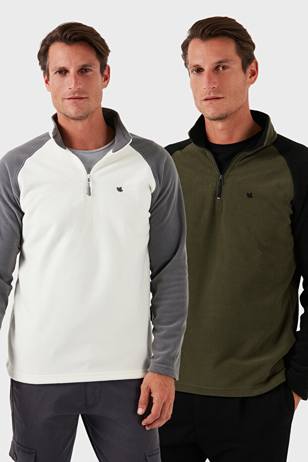 Slim Fit Half Zipper Cold-Proof Fleece-Lined Pack Fleece Men's Polar 5906055S2