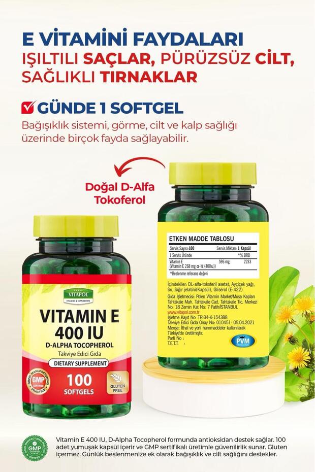 E Vitamini 100 Kapsül Vitamin E 400ıu - 7
