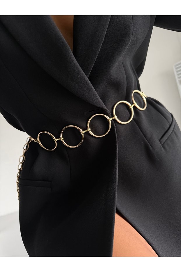Women's Chain Waist Belt with Round Detail, Coat Belt, Dress Belt, Shirt Belt, Chain Belt