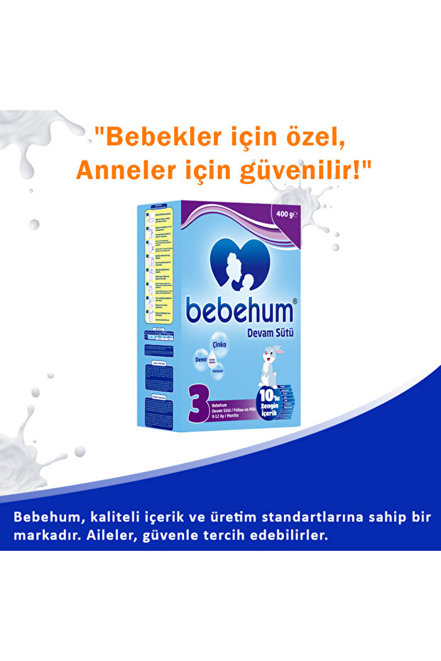 Bebehum 3 Devam Sütü 400 Gr 9-12 Ay - 4