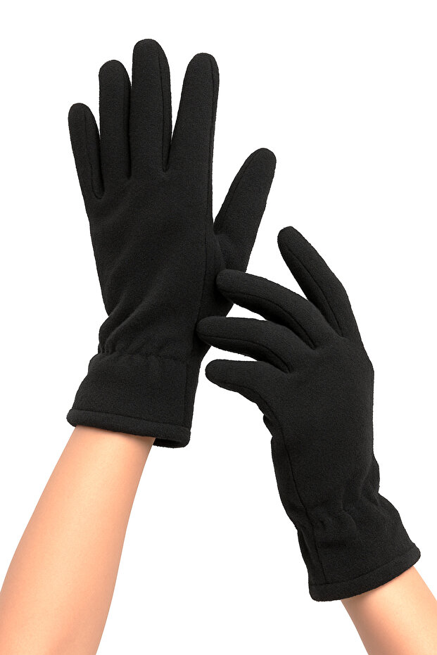 Kadın Kışlık Siyah Polar Eldiven - 2
