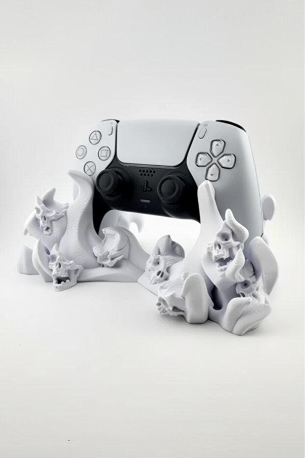PS5 controller compatible stand, skull pattern, gothic design, PLA material, matte finish - 1