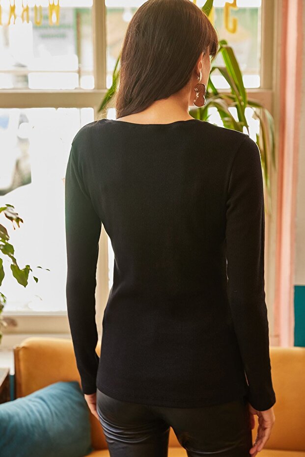 Schwarze karierte Camisole-Bluse für Damen BLZ-19000588 - 4