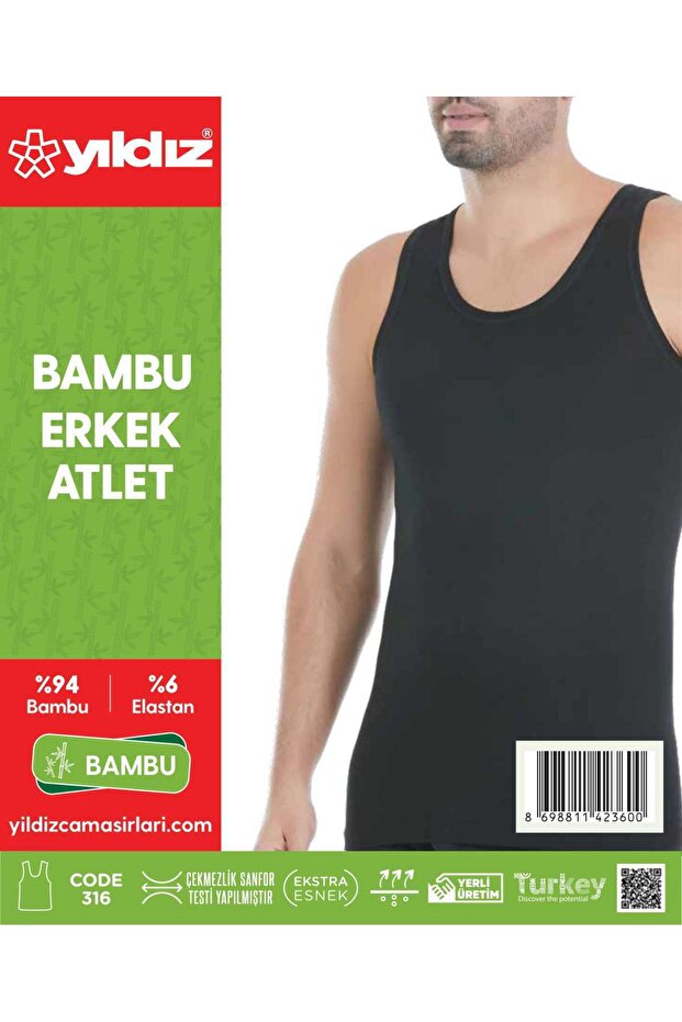 Men's 3-Piece Black Bamboo Stretch Fabric Anti-Sweat Undershirt