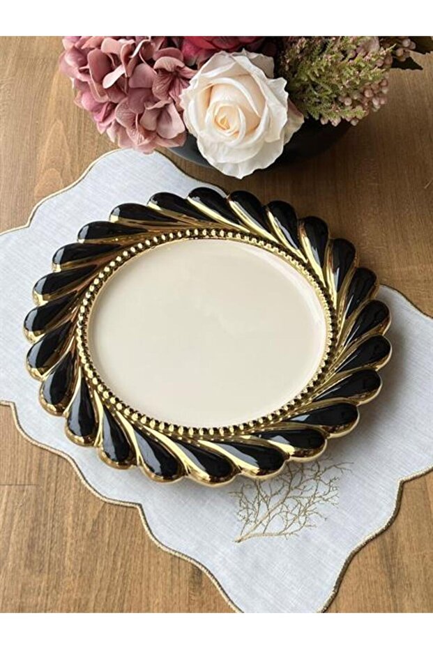 Servis Tabağı Rönesans Black Yuvarlak - 1