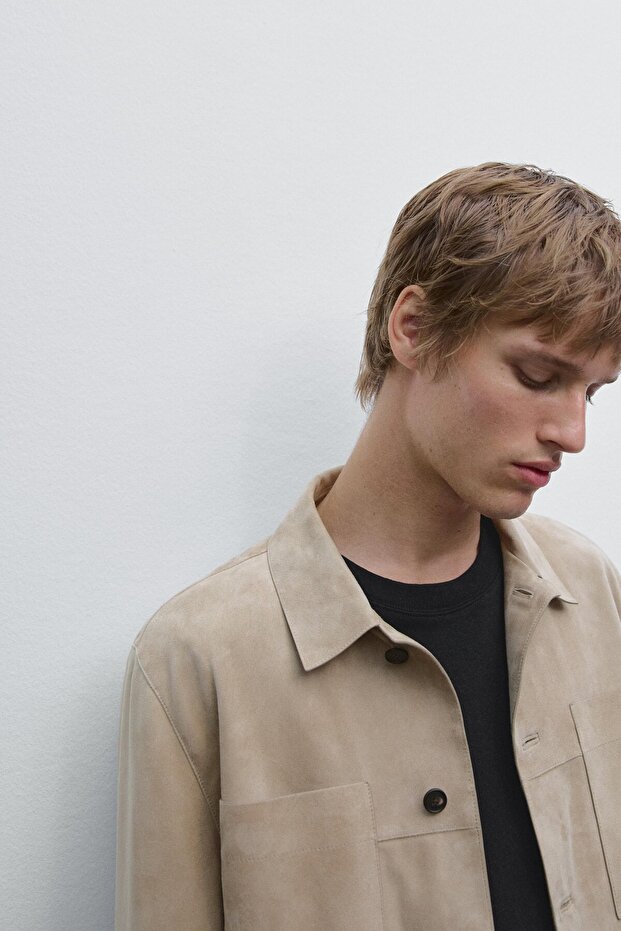 Süet deri ince ceket - 4