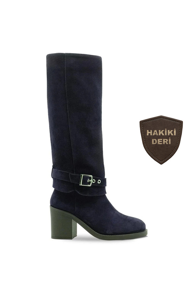 Hakiki Deri Kalın Topuklu Kadın Çizme 059 02 - 1