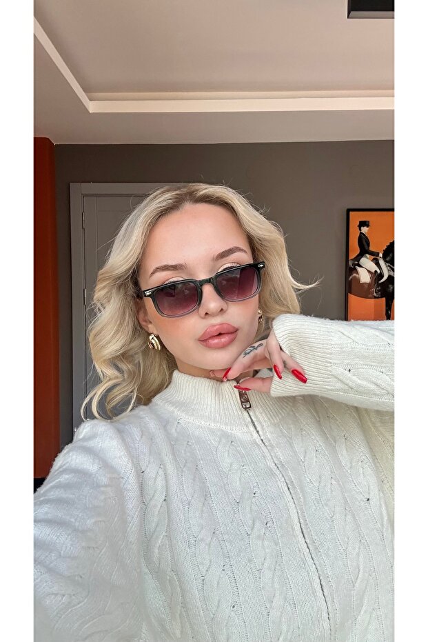 Black Framed Gradient Black Lens Uv400 Protection Women's Sunglasses