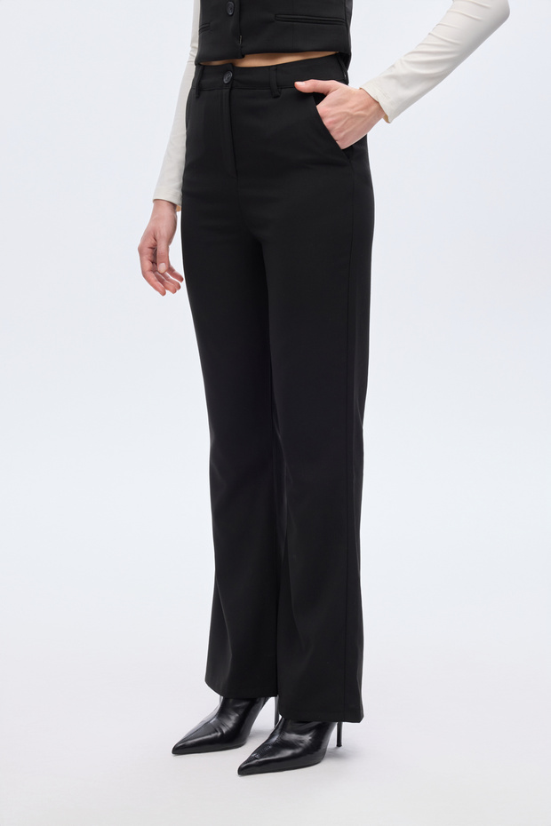 İspanyol Paça Kumaş Pantolon Siyah - 3