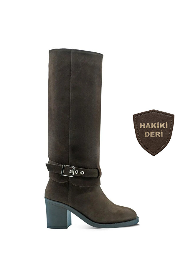 Hakiki Deri Kalın Topuklu Kadın Çizme 059 02 - 1