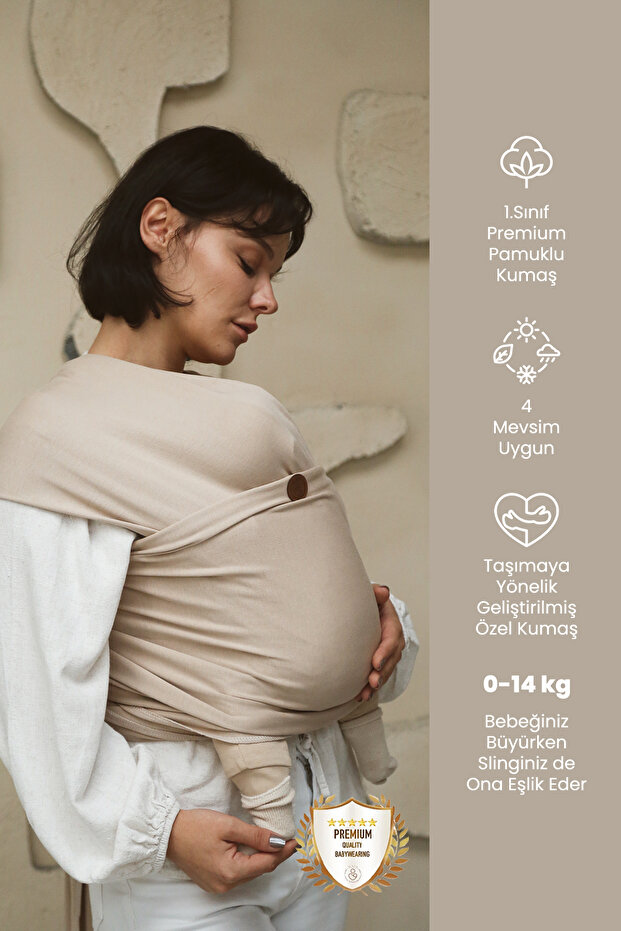 ilays beauty Premium Birinci Sınıf Pamuklu Esnek Wrap Sling Sütlü Kahve (BABYWEARİNGE ÖZEL ÜRETİM KUMAŞ)