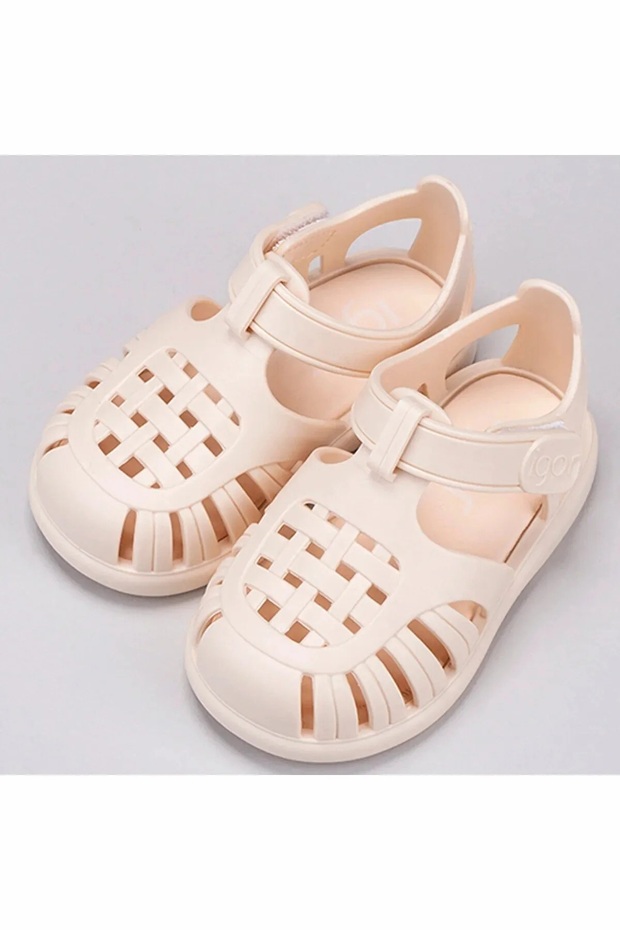 Tobby Solid Bebek Krem Sandalet - 1