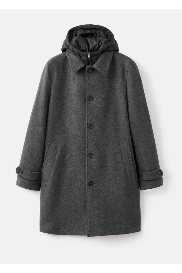 Çıkarılabilir kapüşonlu yün ceket - 3