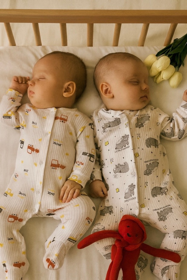 Organic 100% Cotton Printed Piece Romper Set Newborn Set 0-3/3-6 Months