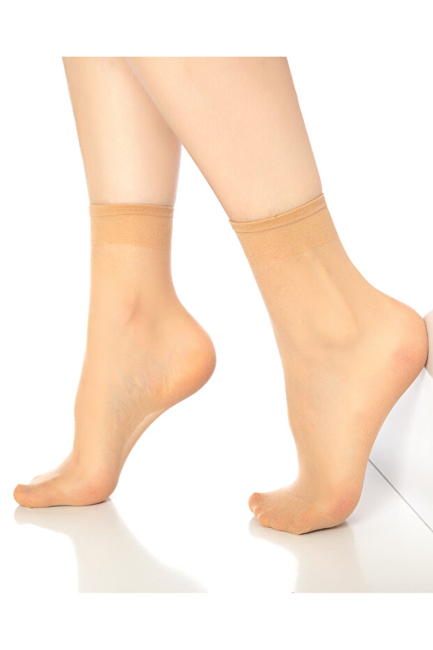 Women's Light Skin Color 20 Den Thin Socks 5 Pairs