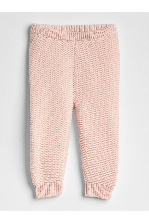 Bebek Pembe Örme Jogger Eşofman Altı - 1