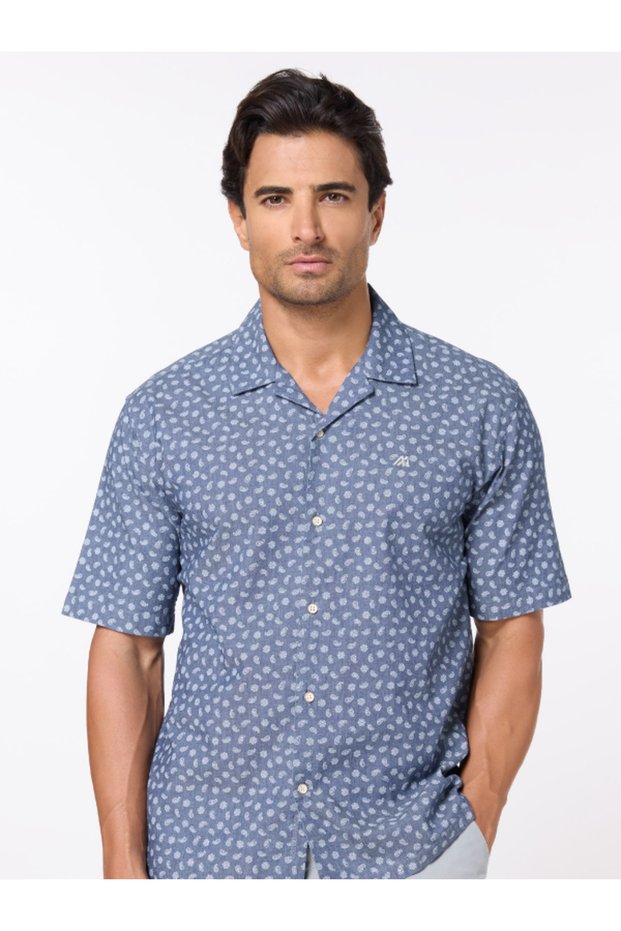 The Voyager Cotton – Mid Navy Shirt with Stretch Comfort Fabric, Comfort Fit