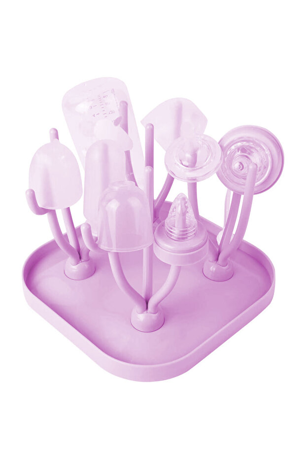 Bottle drying rack, Polypropylene, Foldable, Pink, - 4