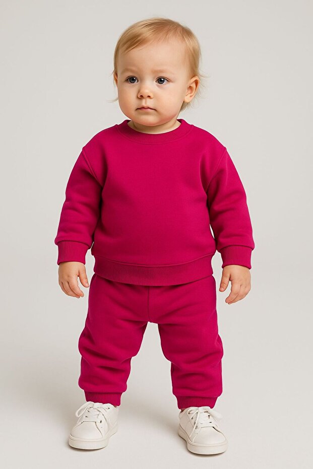 3 İplik Ş Fleece-Lined and Cotton Tracksuit Set