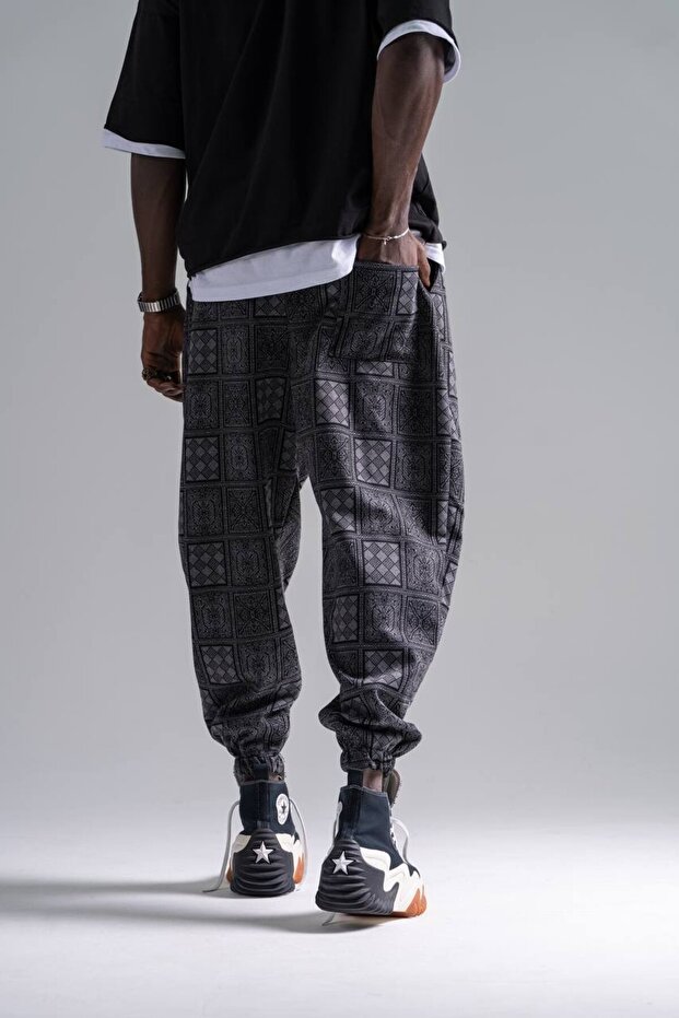 بنطلون شالوار منقوش بخصر مطاطي - 4