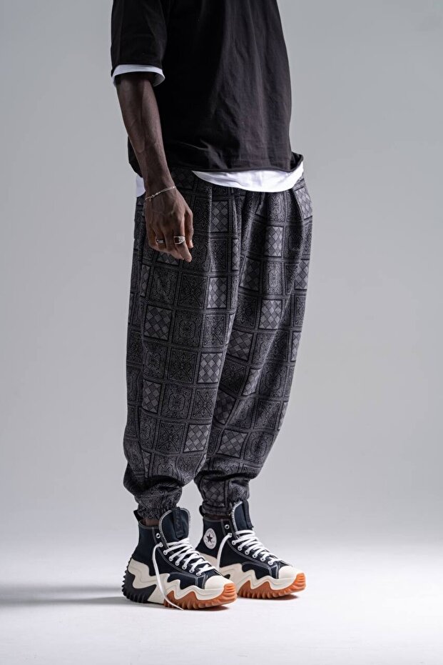 بنطلون شالوار منقوش بخصر مطاطي - 3