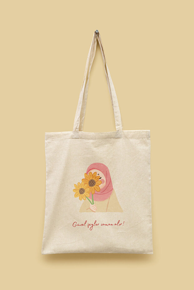 Beautiful Things Take Time Islamic Series Tote Bag B Printed Cloth Bag