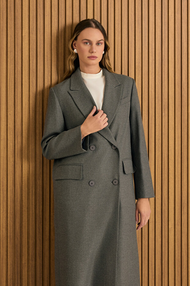 معطف علوي بإغلاق مزدوج الصدر - 2