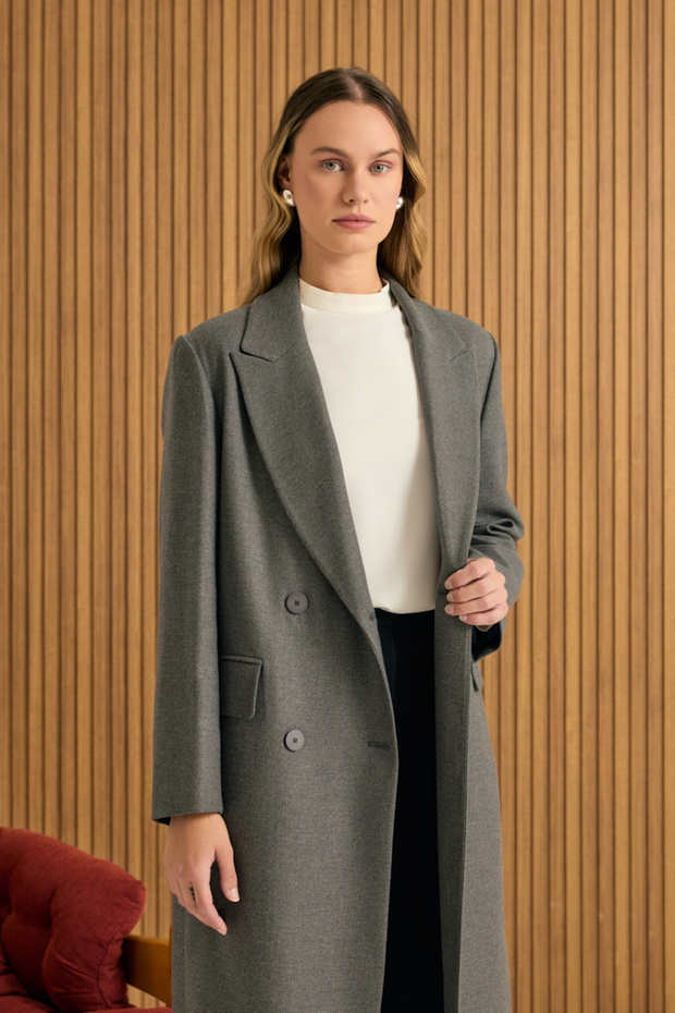 معطف علوي بإغلاق مزدوج الصدر - 6