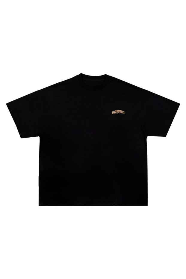 Unisex Oversized Printed Cotton Crew Neck Short Sleeve Black T-Shirt Inazuma Style