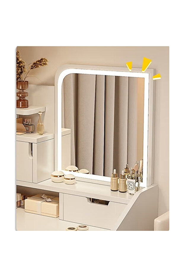Makeup Vanity Table Dressing Table Flip Mirror With Drawers - 4