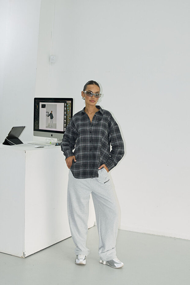 Ekose Oversize Gömlek - 4