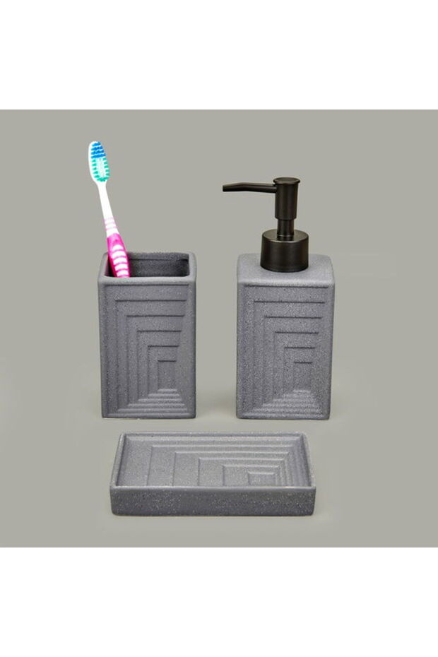 Bath 3'lü Banyo Aksesuar Seti - Gri - 2